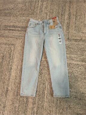 Levis 501 Original Cropped Jeans Womens 27 X 26 Light Wash Premium Button Fly